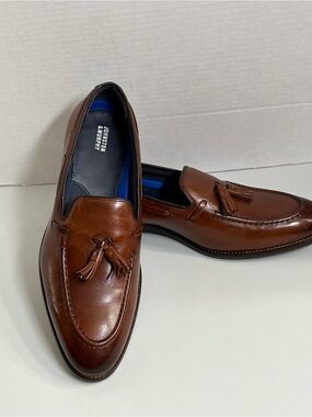Johnston & Murphy Cognac Brown Leather Tassel Slip-On Loafers NEW 10.5